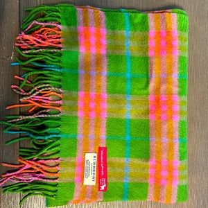 Burberry London Green & Pink Plaid 100% Cashmere
